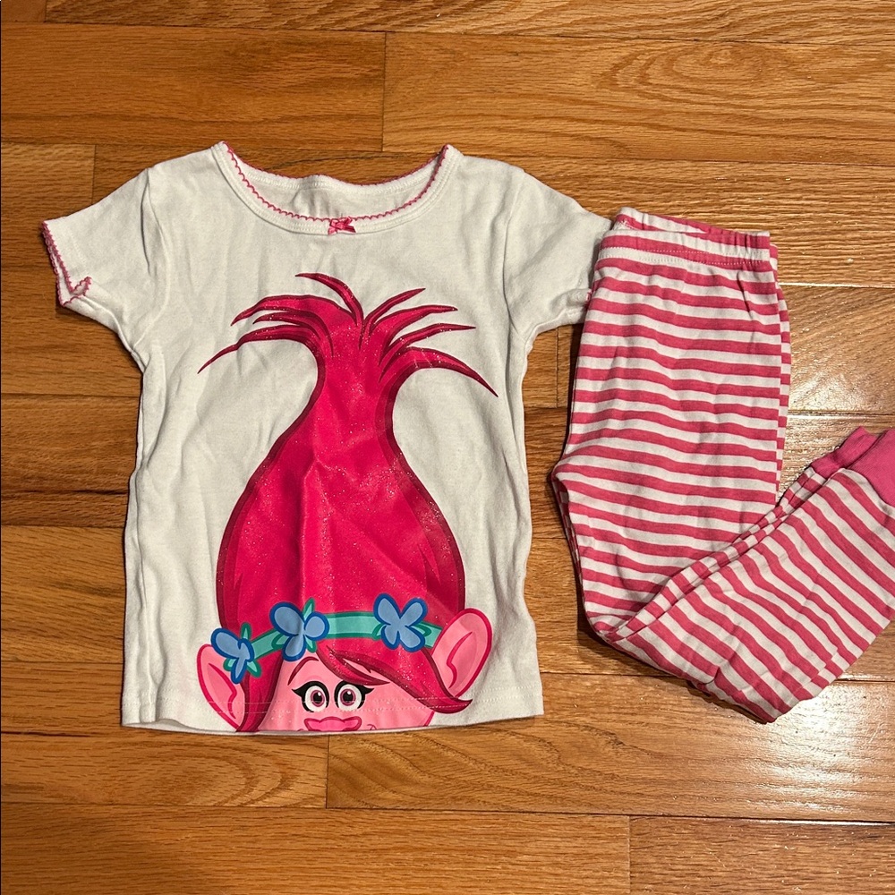 Trolls Pajama Set - White and Pink Stripes